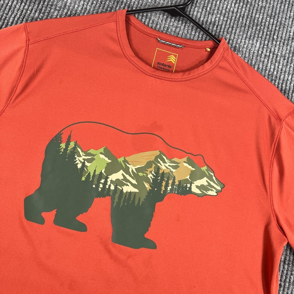 Solaris Shirt Mens Medium Orange Short Sleeve Bear Mountains Outdoor Hiking